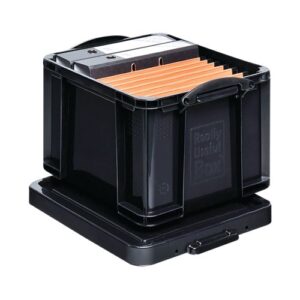 Really Useful 35 Litre 100% Recycled Stackable Plastic Storage Box 480x390x310mm Black