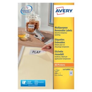 Avery Mini Removable Labels 35.6x16.9mm 80 Per Sheet 2000 Labels L4732REV-25