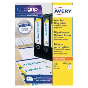 Avery Lever Arch Filing Labels 200x60mm 4 Per Sheet 400 Labels