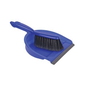 Dustpan and Brush Set Blue Rubber lipped edge and soft bristled handle