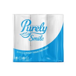 Purely Smile Toilet Roll 2ply 200 Sheet / 22m Total Pack of 36