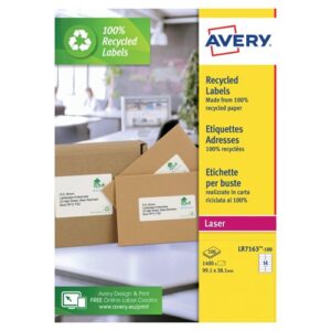 Avery Recycled Address Laser Labels 99.1x38.1mm 14 Per Sheet 1400 Labels