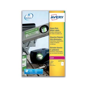 Avery Heavy Duty Labels Laser 210x297mm 1 Per Sheet 20 Labels L4775