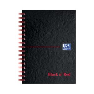 Black N Red Glossy Wirebound Hardback Notebook Ruled Perforated 140P A6