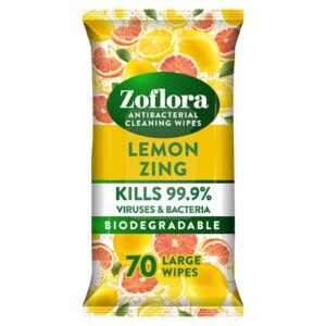 Zoflora Lemon Biodegradable Antibacterial Wipe 6 Packs of 70