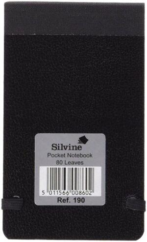 Silvine Police Elasticated Notebook 75gsm 160 Pages Black