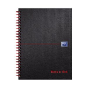 Black n Red Matt Black A5+ Wirebound Notebook Smart Ruled 90gsm 140 Pages