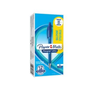 PaperMate Flexgrip Ultra Retractable Ball Pen Medium Blue Pack of 12