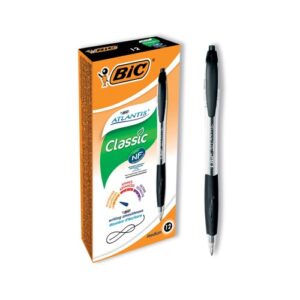 Bic Atlantis Retractable Ball Point Pen Black Pack of 12