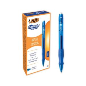 Bic Gelocity Retractable Comfort Grip Pen Medium Blue Pack of 12