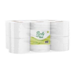 Purely Kind Embossed Toilet Roll 2-Ply Mini Jumbo Roll 145m 62mm Core Pack 12