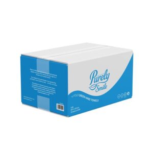 Purely Smile Hand Towels V Fold 1ply Green Case Of 3600