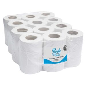 Purely Smile Mini Centrefeed Rolls 2ply 60m x 190mm White Pack of 12
