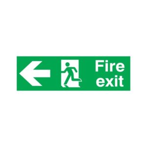 Safety Sign Fire Exit Running Man Arrow Left 150x450mm Rigid PVC