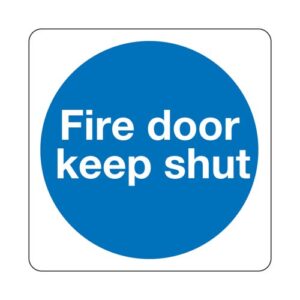 Safety Sign Fire Door Keep Shut 100x100mm Self-Adhesive (Pack of 5) KM14AS