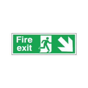 Safety Sign Fire Exit Running Man Arrow Down/Right 150x450mm Self-Adhesive