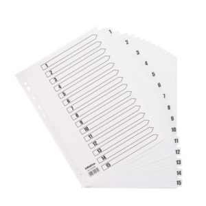 Initiative White Board A4 160gsm Divider 1-15 Mylar Tab