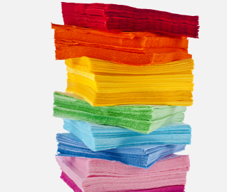 Stack of coloured napkins