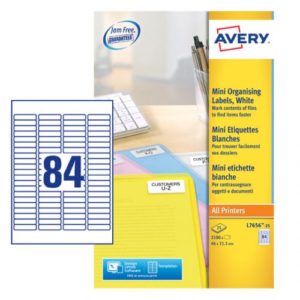Avery Mini Labels 46x11.1mm 84 Per Sheet White 2100 Labels