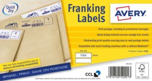 Avery Franking Machine Labels 140mm x 38mm 2 Per Sheet 1000 Labels FL01