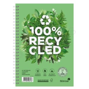 Silvine 100% Recycled Wirebound A5 Notebook Punched & Ruled