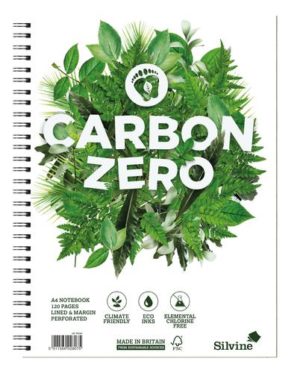 Silvine Carbon Zero Wirebound A4 Notebook Ruled Margin Punched 120 Pages