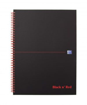 Black n Red Matt Black Wirebound Notebook A4+ 140 Pages Pack 5