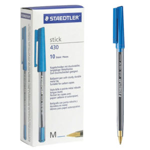 Staedtler 430 Stick Ball Pen Medium Tip Blue Pack of 10