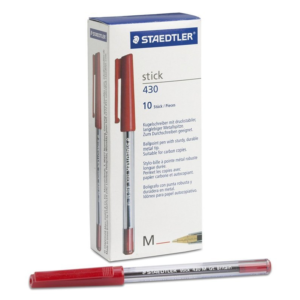 Staedtler 430 Stick Ball Pen Medium Tip Red Pack of 10