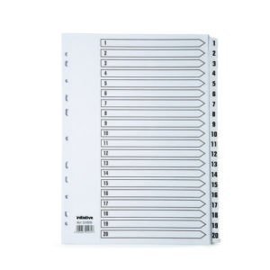 Initiative White Board A4 160gsm Divider 1-20 Mylar Tab