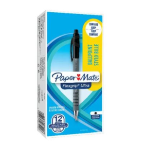 PaperMate Flexgrip Ultra Retractable Ball Pen Medium Black Pack of 12