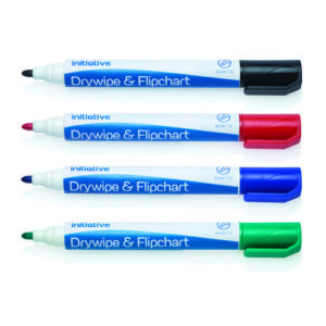 Initiative Drywipe Flipchart Markers Assorted Pack of 10