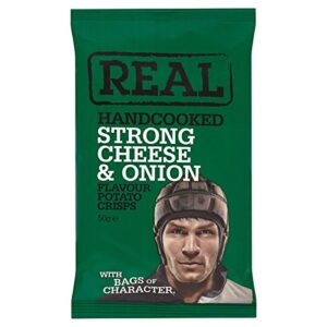Real Handcooked Crisps Strong Cheese and Onion Flavour 35g Pack of 24
