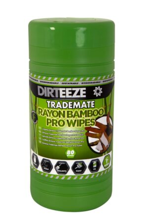 Dirteeze Bamboo Biodegradable Antibacterial Hand & Tool Wipes 80 Per Tub