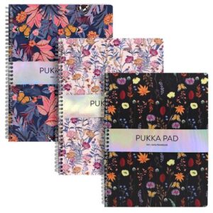 Pukka Pad Bloom A4 Plus Jotta Wirebound Books Assorted Designs Pack of 3